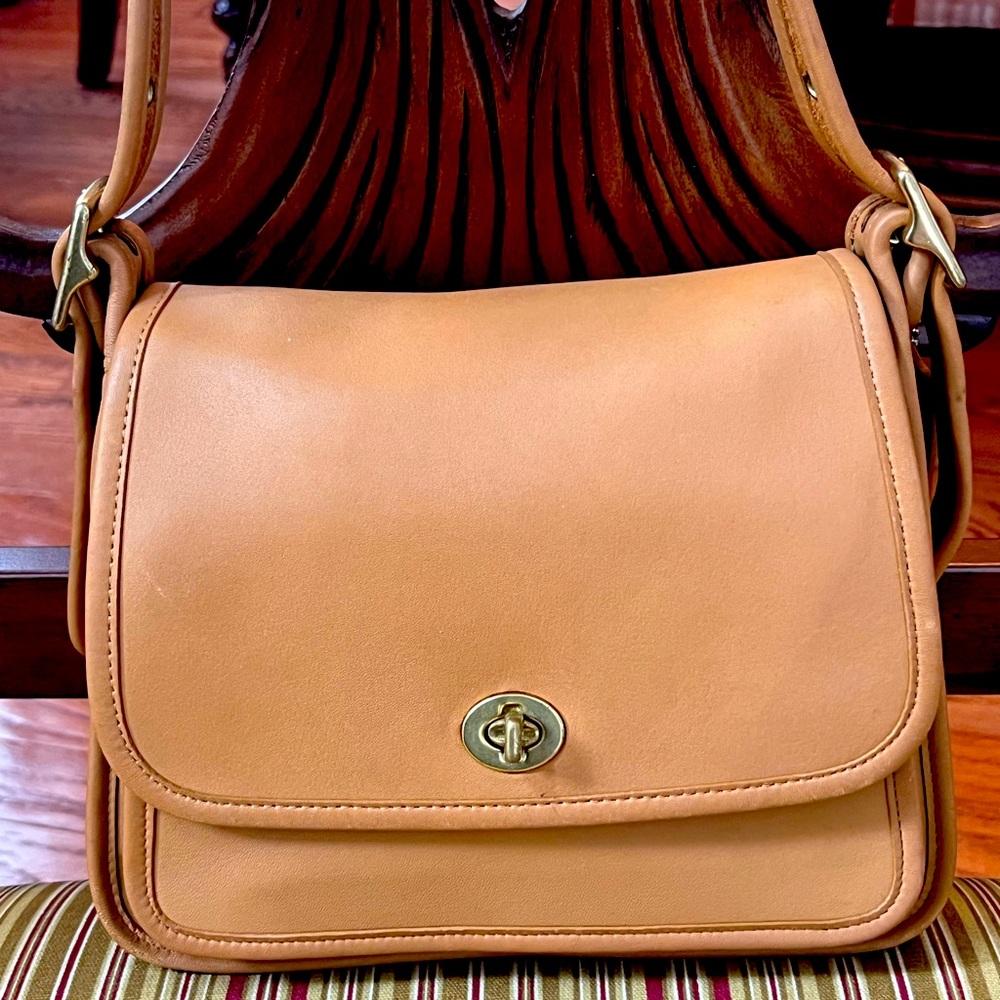 Vintage Coach Rambler Bag Camel with Gold Hardware Made in Costa Rica